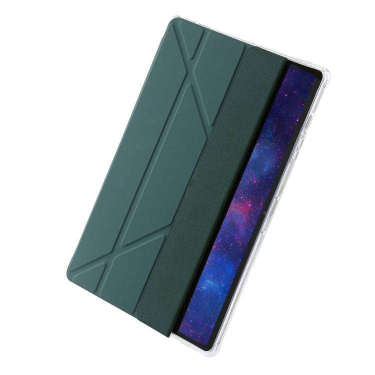 For Samsung Galaxy Tab S9 Clear Acrylic Deformation Leather Tablet Case(Deep Green) - Galaxy Tab S9 Cases by buy2fix | Online Shopping UK | buy2fix