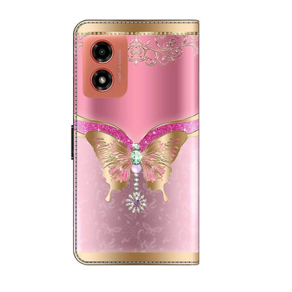 For Motorola Moto G04 Crystal 3D Shockproof Protective Leather Phone Case(Pink Bottom Butterfly) - Motorola Cases by buy2fix | Online Shopping UK | buy2fix