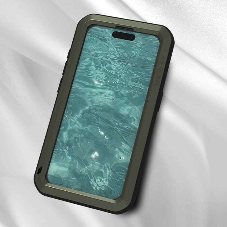 For iPhone 15 Pro LOVE MEI Metal Shockproof Life Waterproof Dustproof Phone Case(Army Green) - iPhone 15 Pro Cases by LOVE MEI | Online Shopping UK | buy2fix