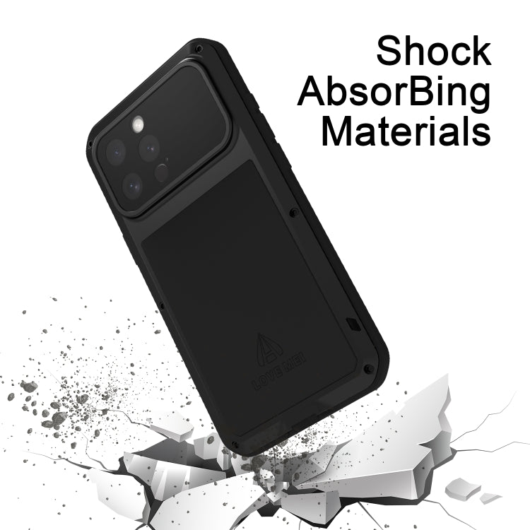 For iPhone 16 Pro Max LOVE MEI Metal Shockproof Life Waterproof Dustproof Phone Case(Silver) - iPhone 16 Pro Max Tempered Glass by LOVE MEI | Online Shopping UK | buy2fix