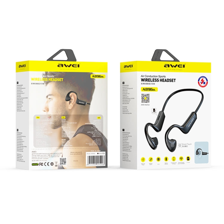AWEI A896BL Air Conduction Sports Bluetooth Earphones Support TF Card(Black) - Sport Earphone by awei | Online Shopping UK | buy2fix