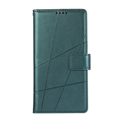 For iPhone 16 Pro Max PU Genuine Leather Texture Embossed Line Phone Case(Green) - iPhone 16 Pro Max Cases by buy2fix | Online Shopping UK | buy2fix