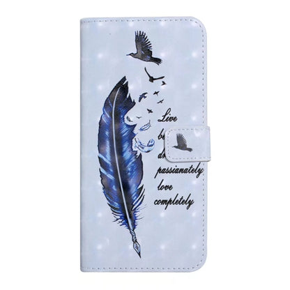 For iPhone 16 Pro Oil Embossed 3D Drawing Leather Phone Case(Blue Feather) - iPhone 16 Pro Cases by buy2fix | Online Shopping UK | buy2fix