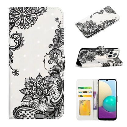 For iPhone 16 Pro Max Oil Embossed 3D Drawing Leather Phone Case(Lace Flower) - iPhone 16 Pro Max Cases by buy2fix | Online Shopping UK | buy2fix