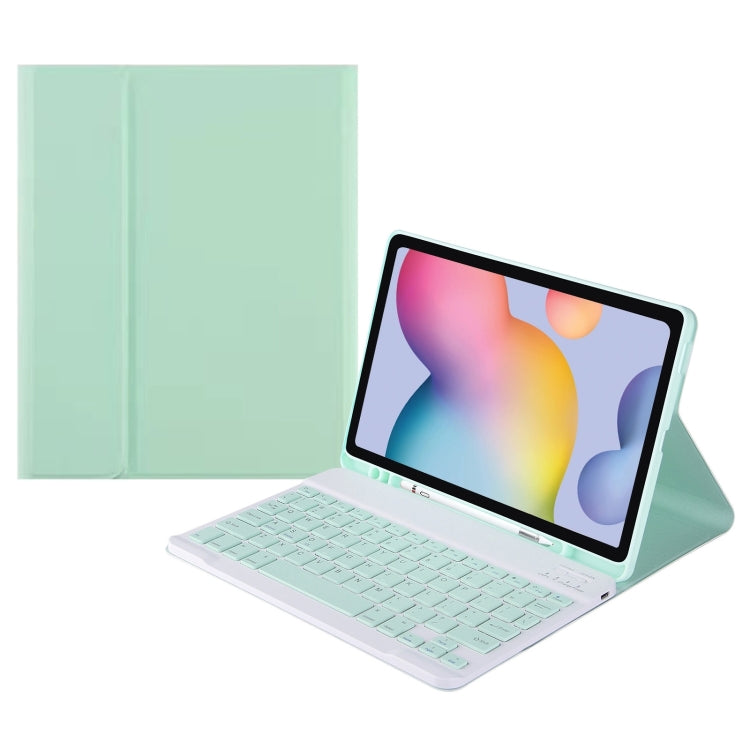 For Samsung Galaxy Tab A9 Square Cap Bluetooth Keyboard Leather Case with Pen Slot(Green) - Samsung Keyboard by buy2fix | Online Shopping UK | buy2fix