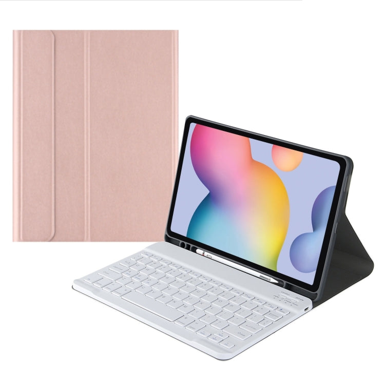 For Samsung Galaxy Tab S9 FE Square Cap Bluetooth Keyboard Leather Case with Pen Slot(Rose Gold) - Samsung Keyboard by buy2fix | Online Shopping UK | buy2fix