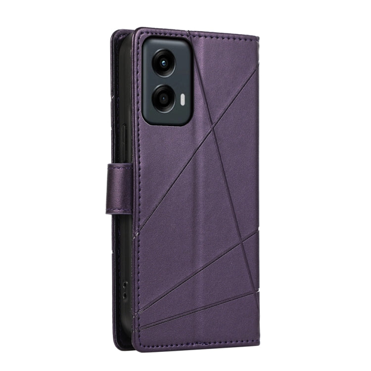 For Motorola Moto G Stylus 5G 2024 PU Genuine Leather Texture Embossed Line Phone Case(Purple) - Motorola Cases by buy2fix | Online Shopping UK | buy2fix