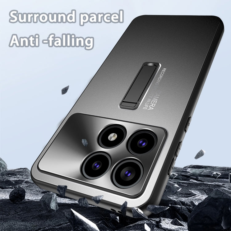 For Xiaomi Redmi K70 Pro Frosted Metal Hybrid TPU Holder Phone Case(Black) - K70 Pro Cases by buy2fix | Online Shopping UK | buy2fix