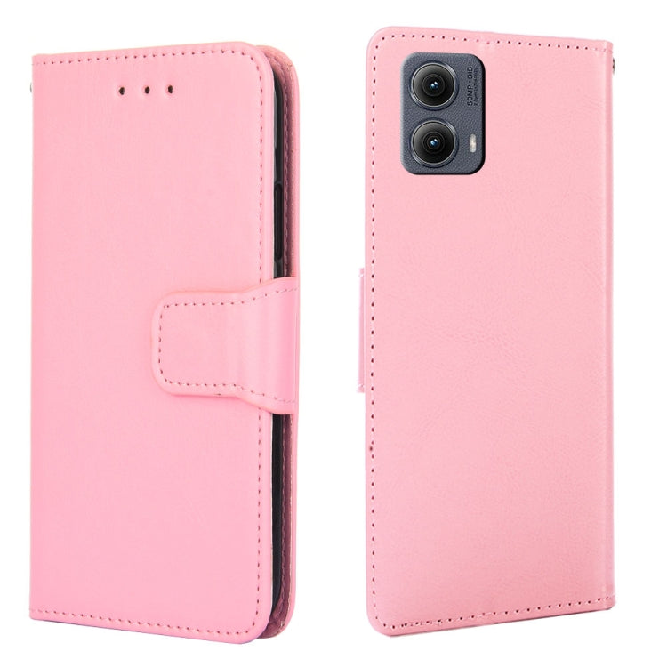 For Motorola Edge 5G 2024 Crystal Texture Leather Phone Case(Pink) - Motorola Cases by buy2fix | Online Shopping UK | buy2fix