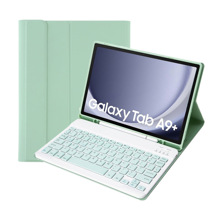 For Samsung Galaxy Tab A9+ X210/X215/X215 A09B Candy Color TPU Bluetooth Keyboard Leather Tablet Case with Pen Holder(Light Green) - Samsung Keyboard by buy2fix | Online Shopping UK | buy2fix