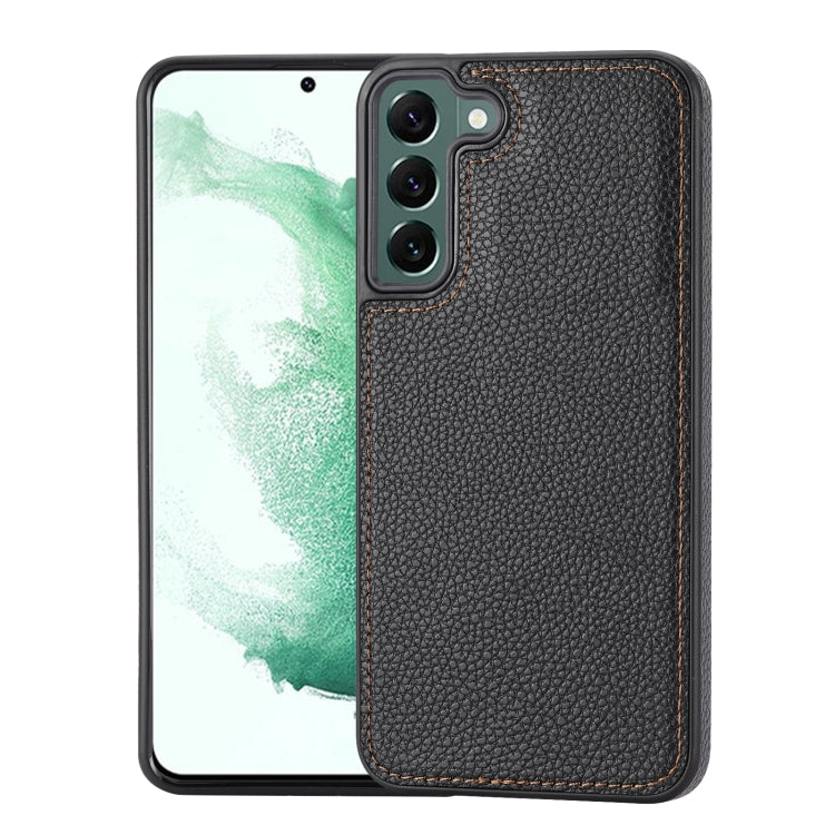 For Samsung Galaxy S22 5G Litchi Pattern Stitched Side-mounted Phone Case(Black) - Galaxy S22 5G Cases by buy2fix | Online Shopping UK | buy2fix