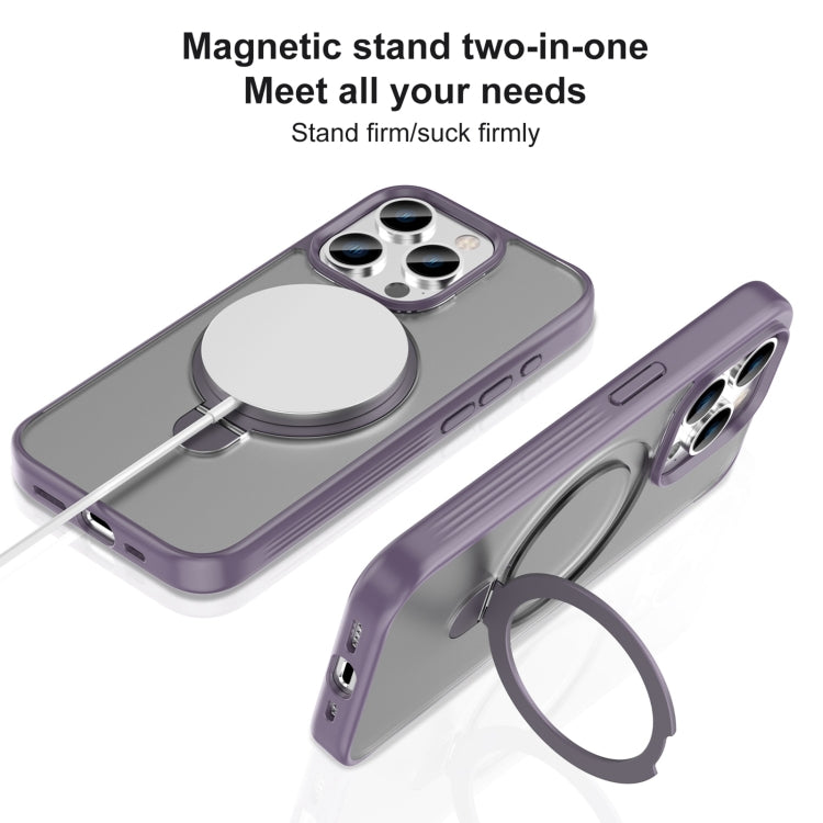 For iPhone 15 Pro Max Mutural MagSafe Magnetic Holder Phone Case(Dark Purple) - iPhone 15 Pro Max Cases by Mutural | Online Shopping UK | buy2fix