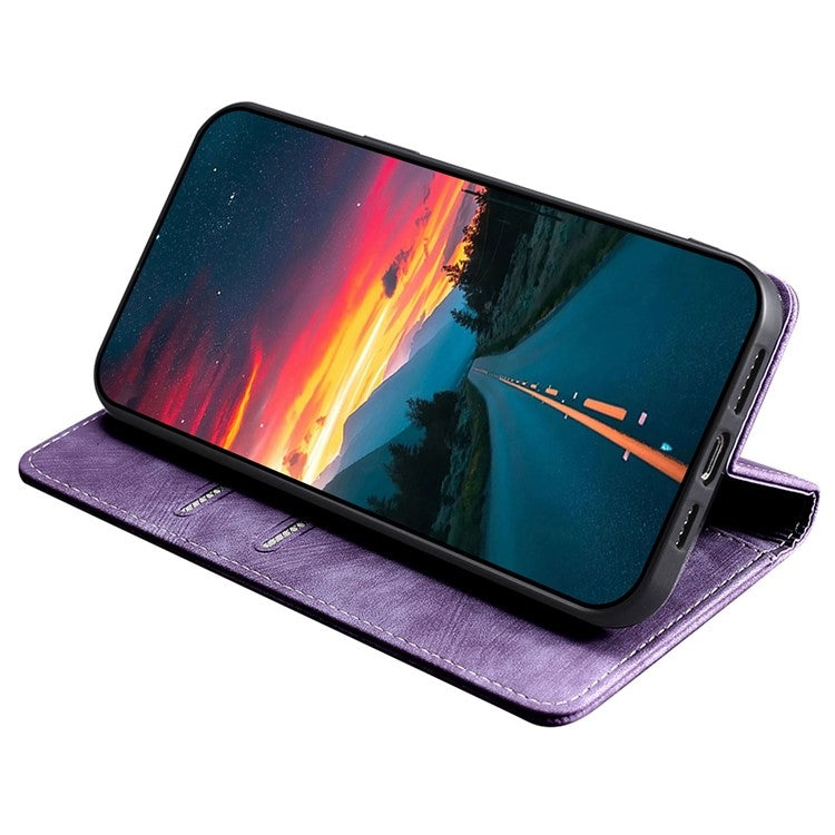 For Motorola Moto G Play 4G 2024 RFID Anti-theft Brush Magnetic Leather Phone Case(Purple) - Motorola Cases by buy2fix | Online Shopping UK | buy2fix