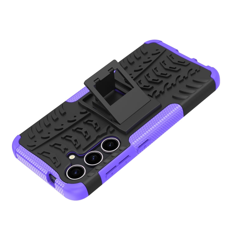 For Samsung Galaxy S24 5G Tire Texture TPU + PC Phone Case with Holder(Purple) - Galaxy S24 5G Cases by buy2fix | Online Shopping UK | buy2fix