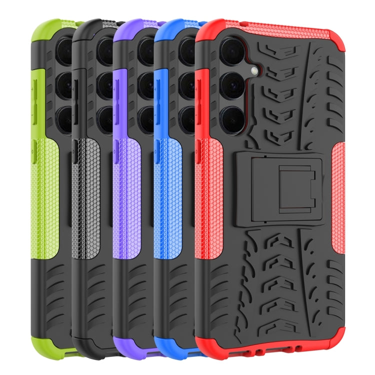 For Samsung Galaxy A35 5G Tire Texture TPU + PC Phone Case with Holder(Red) - Galaxy Phone Cases by buy2fix | Online Shopping UK | buy2fix