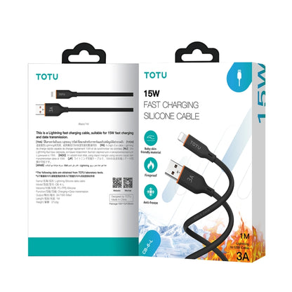TOTU CB-6-L 15W USB to 8 Pin Silicone Data Cable, Length: 1m(Black) - Normal Style Cable by TOTUDESIGN | Online Shopping UK | buy2fix
