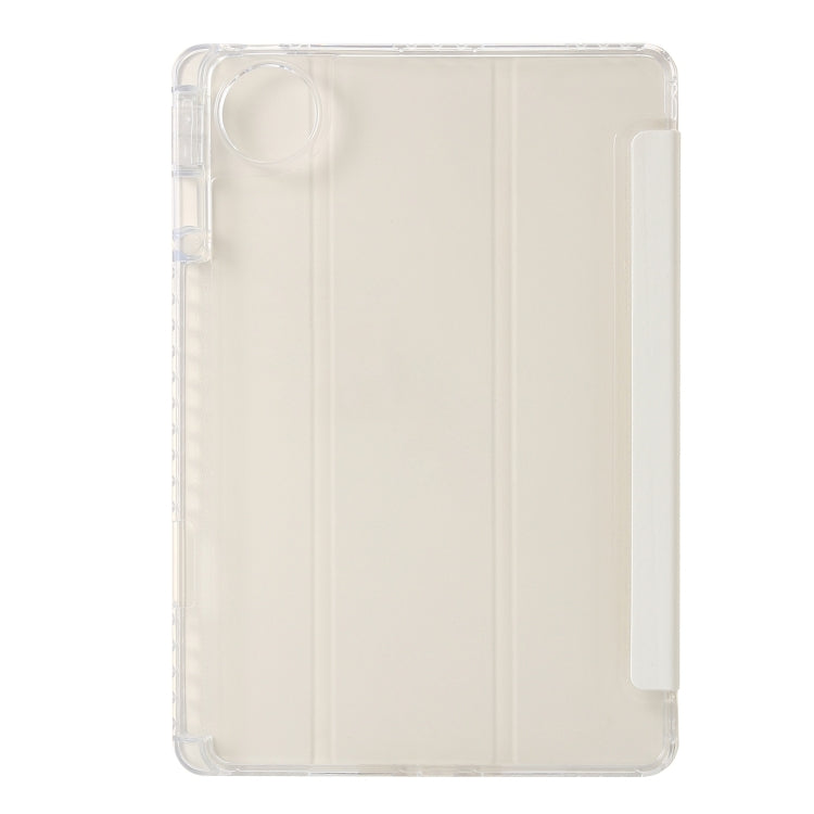 For Huawei Matepad 11 Pro 2024 Clear Acrylic 3-Fold Leather Tablet Case(White) - Huawei by buy2fix | Online Shopping UK | buy2fix