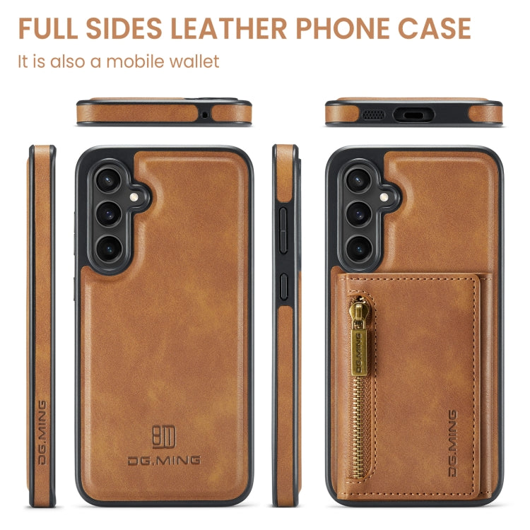 For Samsung Galaxy S23 FE 5G DG.MING M5 Series Zip RFID Multi Card Detachable Leather Phone Case(Brown) - Galaxy S23 FE 5G Cases by DG.MING | Online Shopping UK | buy2fix