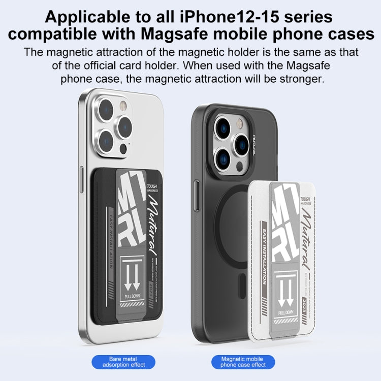 For iPhone 15 Pro Max mutural Chuncai Series Magnetic Holder Card Slot(Grey Cream Yellow) - iPhone 15 Pro Max Cases by Mutural | Online Shopping UK | buy2fix