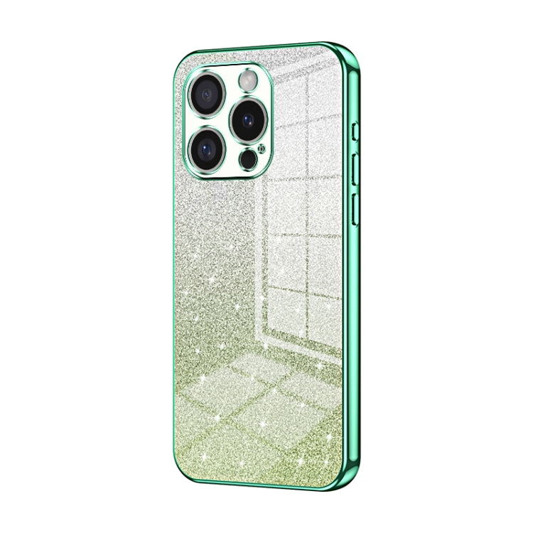 For iPhone 16 Pro Gradient Glitter Powder Electroplated Phone Case(Green) - iPhone 16 Pro Cases by buy2fix | Online Shopping UK | buy2fix