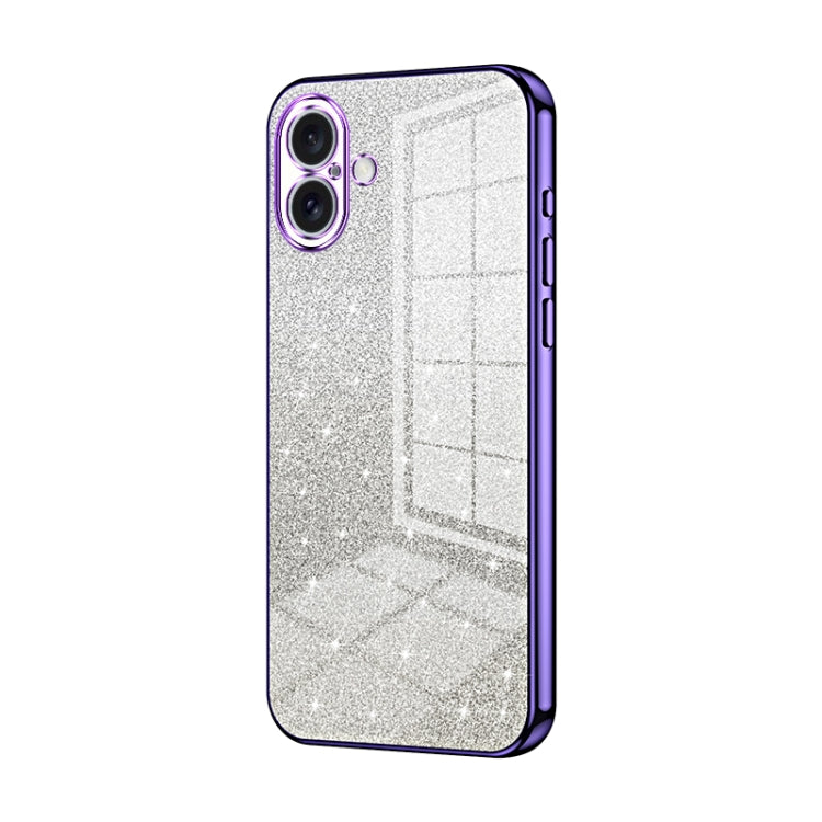 For iPhone 16 Plus Gradient Glitter Powder Electroplated Phone Case(Purple) - iPhone 16 Plus Cases by buy2fix | Online Shopping UK | buy2fix