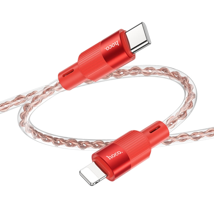 hoco X99 Crystal Junction PD 20W USB-C / Type-C to 8 Pin Silicone Charging Data Cable, Length:1m(Red) - 2 in 1 Cable by hoco | Online Shopping UK | buy2fix