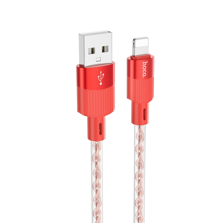 hoco X99 Crystal Junction 2.4A USB to 8 Pin Silicone Charging Data Cable, Length:1m(Red) - Normal Style Cable by hoco | Online Shopping UK | buy2fix