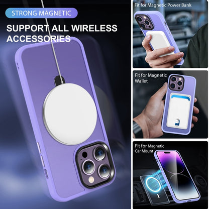 For iPhone 15 Plus MagSafe Holder Skin-feel PC Hybrid TPU Phone Case(Purple) - iPhone 15 Plus Cases by buy2fix | Online Shopping UK | buy2fix