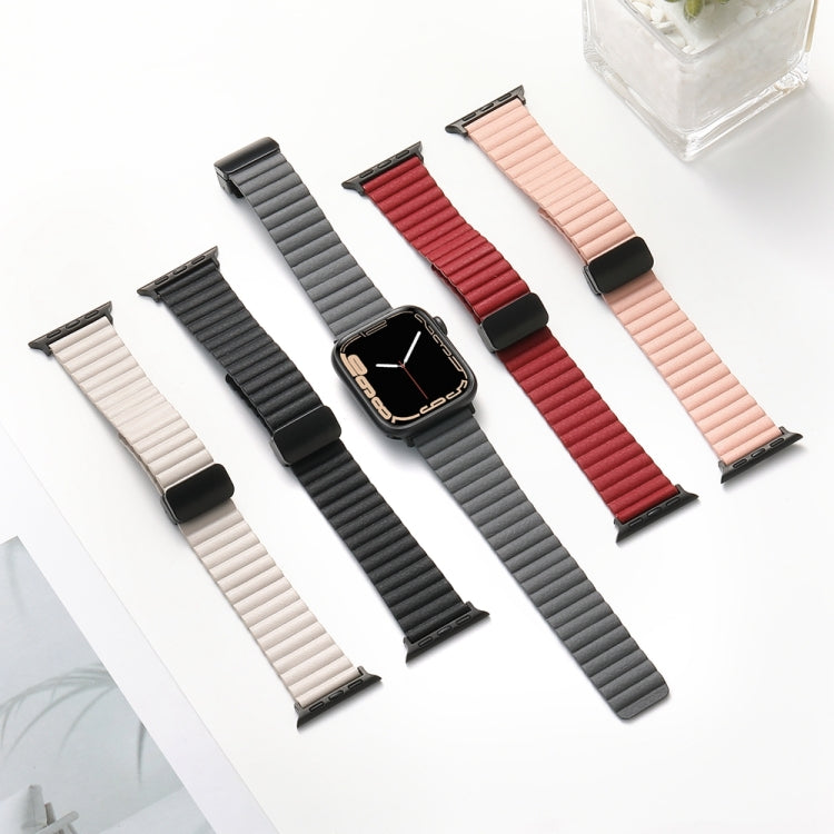 For Apple Watch Series 2 42mm Water Ripple Magnetic Folding Buckle Watch Band, Style: Bold Version(Starlight Color) - Watch Bands by buy2fix | Online Shopping UK | buy2fix