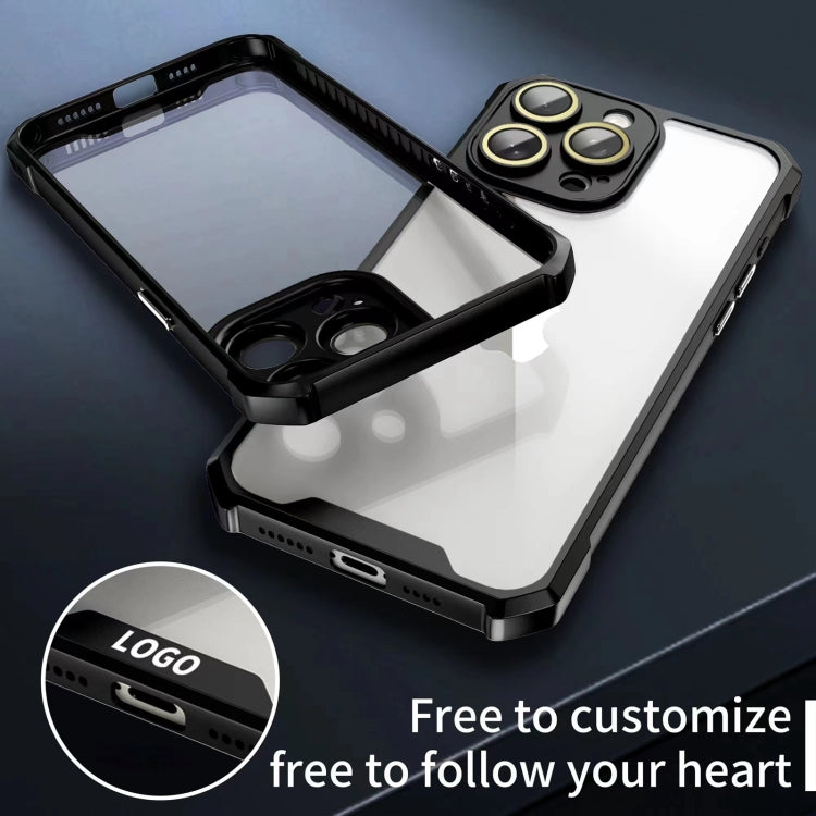 For iPhone 16 Shockproof Acrylic Phone Case with Lens Glass Film(Black) - iPhone 16 Cases by buy2fix | Online Shopping UK | buy2fix