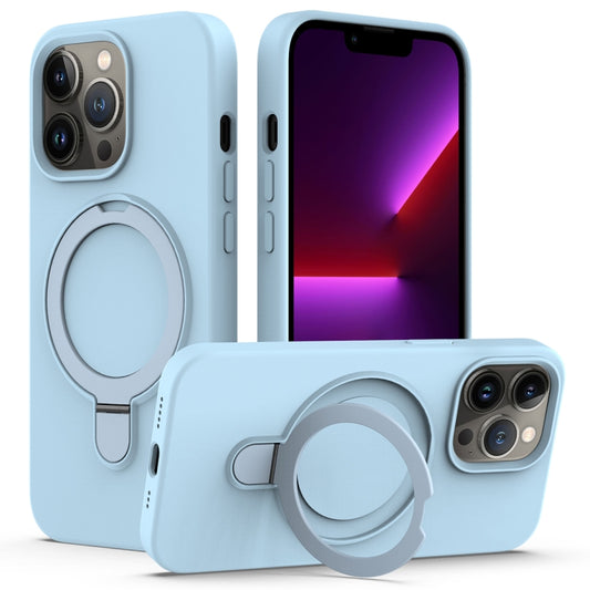 For iPhone 14 Pro Max MagSafe Magnetic Liquid Silicone Phone Case with Ring Holder(Sky Blue) - iPhone 14 Pro Max Cases by buy2fix | Online Shopping UK | buy2fix