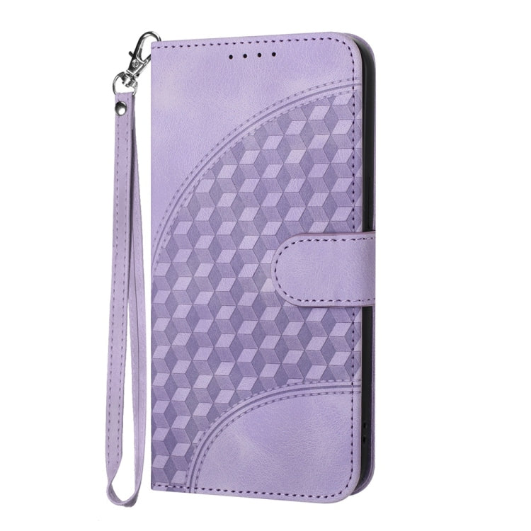 For iPhone 16 Pro Max YX0060 Elephant Head Embossed Phone Leather Case with Lanyard(Light Purple) - iPhone 16 Pro Max Cases by buy2fix | Online Shopping UK | buy2fix