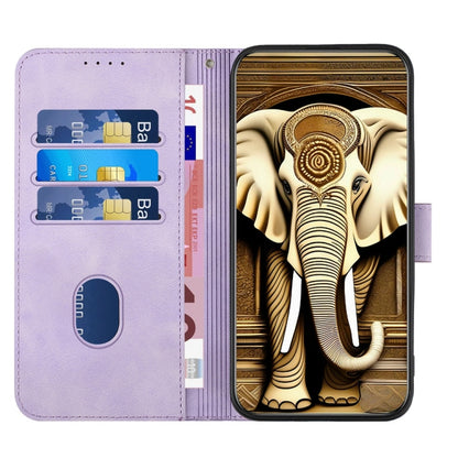 For iPhone 16 Pro Max YX0060 Elephant Head Embossed Phone Leather Case with Lanyard(Light Purple) - iPhone 16 Pro Max Cases by buy2fix | Online Shopping UK | buy2fix