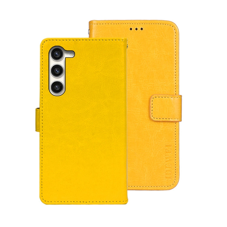 For Samsung Galaxy S24 5G idewei Crazy Horse Texture Leather Phone Case(Yellow) - Galaxy S24 5G Cases by idewei | Online Shopping UK | buy2fix