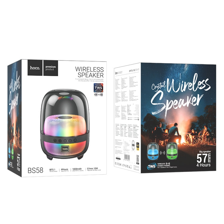 hoco BS58 Crystal Colorful Luminous Bluetooth 5.1 Speaker(Black) - Desktop Speaker by hoco | Online Shopping UK | buy2fix