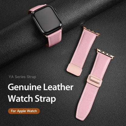 For Apple Watch SE 2023 40mm DUX DUCIS YA Series Magnetic Buckle Genuine Leather Watch Band(Pink) - Watch Bands by DUX DUCIS | Online Shopping UK | buy2fix