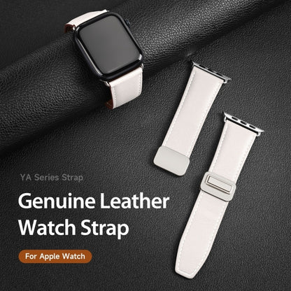 For Apple Watch Ultra 49mm DUX DUCIS YA Series Magnetic Buckle Genuine Leather Watch Band(White) - Watch Bands by DUX DUCIS | Online Shopping UK | buy2fix