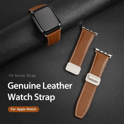 For Apple Watch SE 2022 40mm DUX DUCIS YA Series Magnetic Buckle Genuine Leather Watch Band(Brown) - Watch Bands by DUX DUCIS | Online Shopping UK | buy2fix