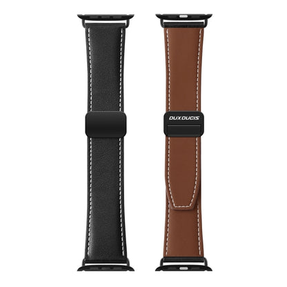 For Apple Watch SE 40mm DUX DUCIS YA Series Magnetic Buckle Genuine Leather Watch Band(Black) - Watch Bands by DUX DUCIS | Online Shopping UK | buy2fix