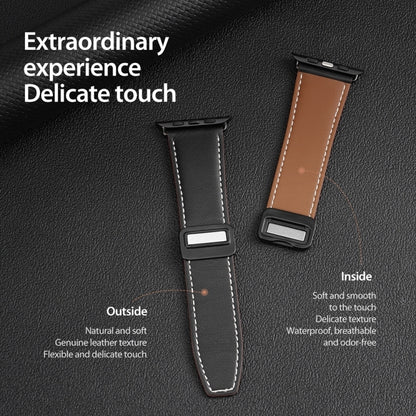 For Apple Watch SE 40mm DUX DUCIS YA Series Magnetic Buckle Genuine Leather Watch Band(Black) - Watch Bands by DUX DUCIS | Online Shopping UK | buy2fix