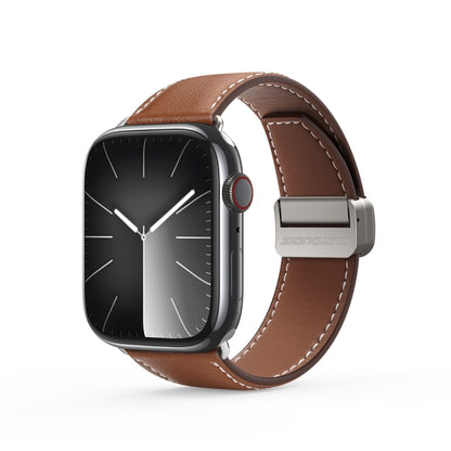 For Apple Watch SE 40mm DUX DUCIS YA Series Magnetic Buckle Genuine Leather Watch Band(Brown) - Watch Bands by DUX DUCIS | Online Shopping UK | buy2fix