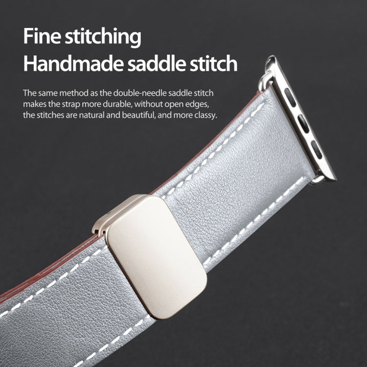 For Apple Watch SE 40mm DUX DUCIS YA Series Magnetic Buckle Genuine Leather Watch Band(Grey) - Watch Bands by DUX DUCIS | Online Shopping UK | buy2fix