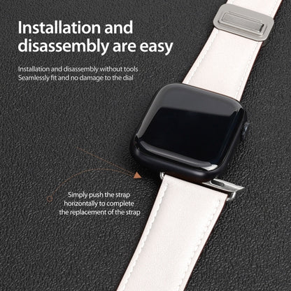 For Apple Watch Series 5 40mm DUX DUCIS YA Series Magnetic Buckle Genuine Leather Watch Band(White) - Watch Bands by DUX DUCIS | Online Shopping UK | buy2fix