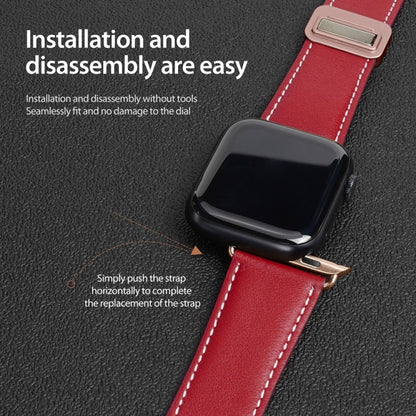 For Apple Watch Series 3 38mm DUX DUCIS YA Series Magnetic Buckle Genuine Leather Watch Band(Red) - Watch Bands by DUX DUCIS | Online Shopping UK | buy2fix