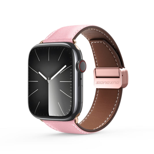 For Apple Watch Series 2 42mm DUX DUCIS YA Series Magnetic Buckle Genuine Leather Watch Band(Pink) - Watch Bands by DUX DUCIS | Online Shopping UK | buy2fix