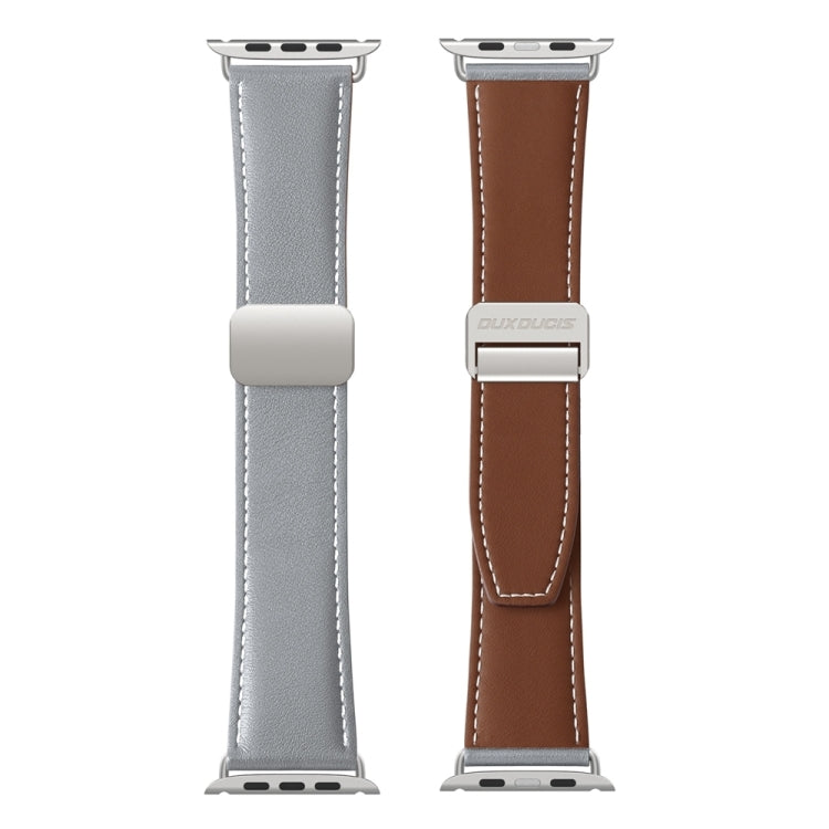 For Apple Watch 42mm DUX DUCIS YA Series Magnetic Buckle Genuine Leather Watch Band(Grey) - Watch Bands by DUX DUCIS | Online Shopping UK | buy2fix