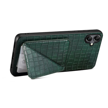 For Samsung Galaxy A14 4G/5G Denior Imitation Crocodile Leather Back Phone Case with Holder(Green) - Galaxy Phone Cases by Denior | Online Shopping UK | buy2fix