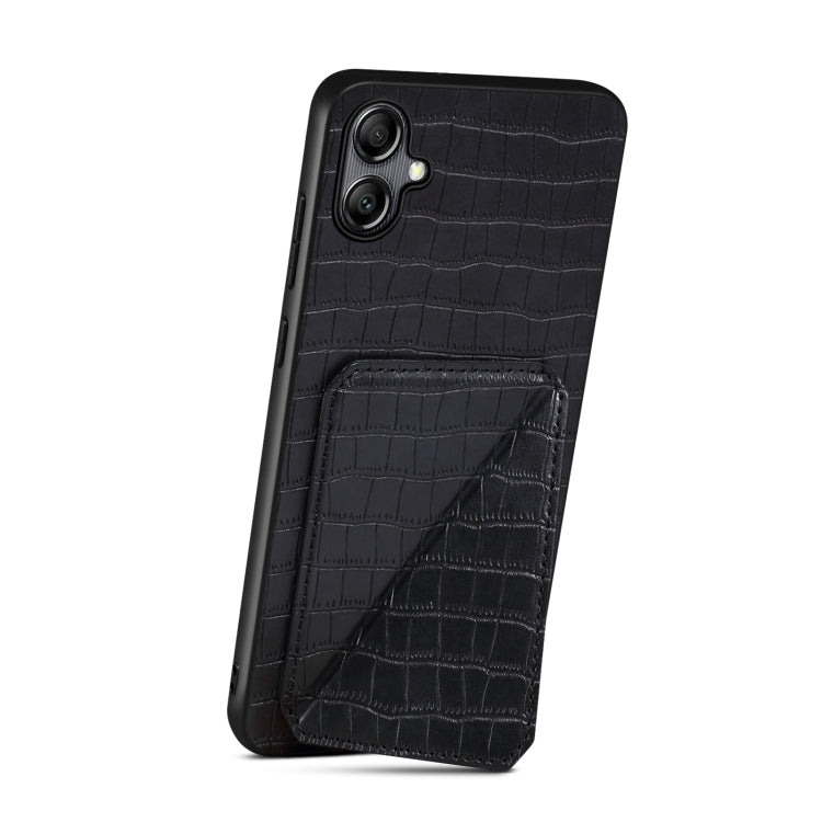 For Samsung Galaxy A24 4G Denior Imitation Crocodile Leather Back Phone Case with Holder(Black) - Galaxy Phone Cases by Denior | Online Shopping UK | buy2fix