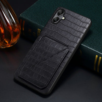 For Samsung Galaxy S23 5G Denior Imitation Crocodile Leather Back Phone Case with Holder(Black) - Galaxy S23 5G Cases by Denior | Online Shopping UK | buy2fix