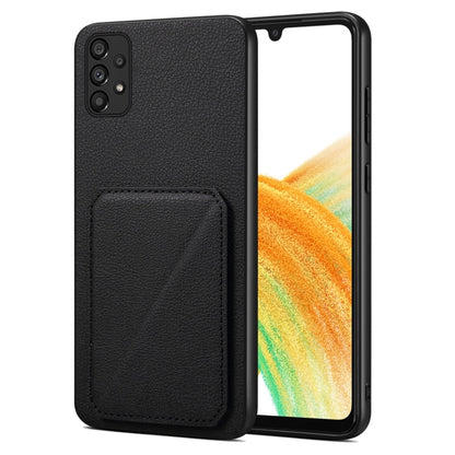 For Samsung Galaxy A33 Denior Imitation Calf Leather Back Phone Case with Holder(Black) - Galaxy Phone Cases by Denior | Online Shopping UK | buy2fix